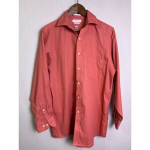 Van Heusen Classic Fit Pin Cord Button Down Shirt 15.5 32/33 Coral